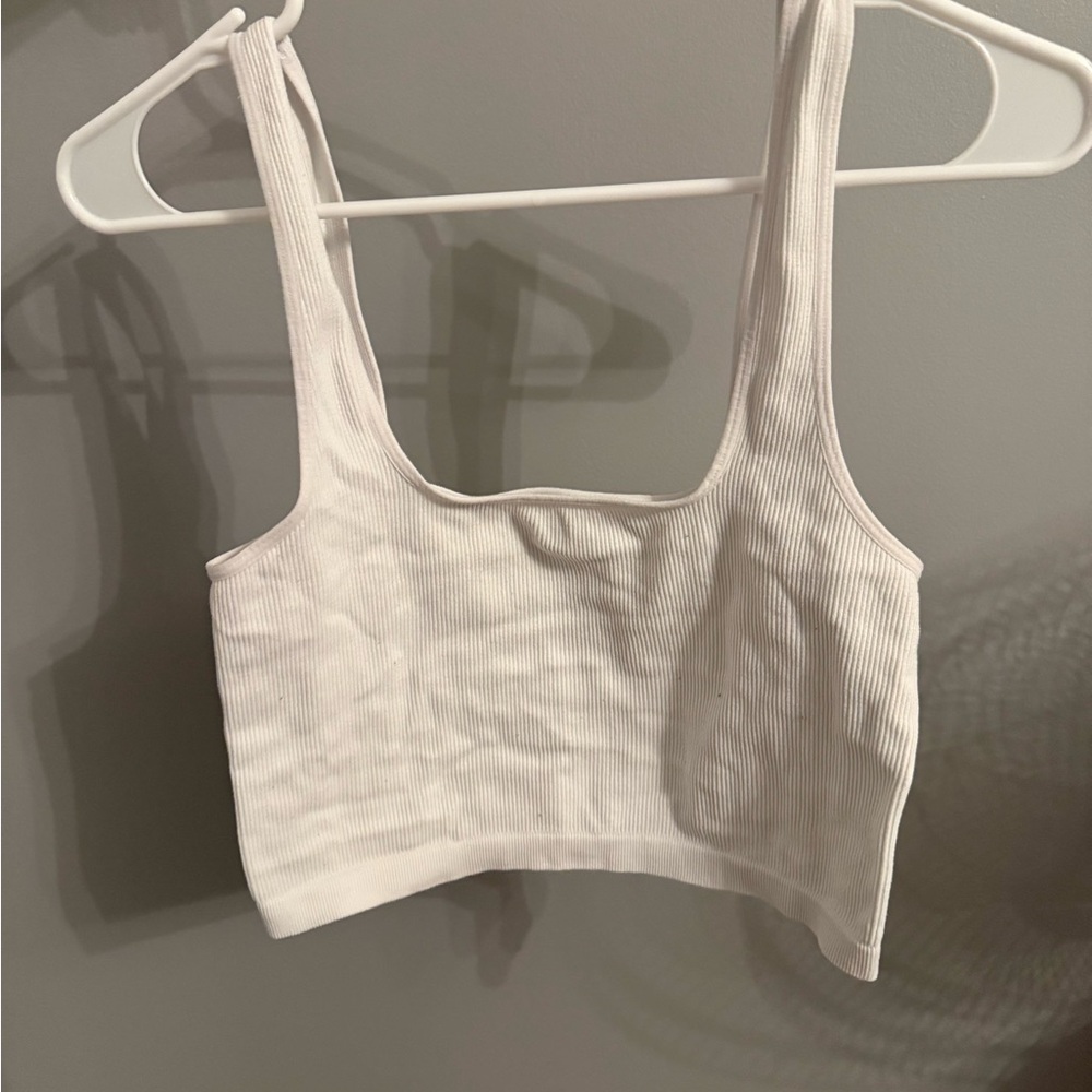 White Ribbed Crop Top
